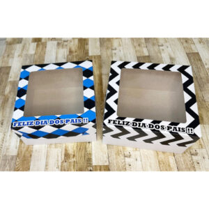 kit Caixa 15x15x8cm tampa solta Presente Dia dos pais com visor em acetato - Oferta na Shopee