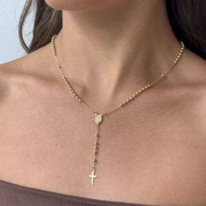 Colar Terço Nossa senhora banhado a Ouro 18k - Oferta na Shopee
