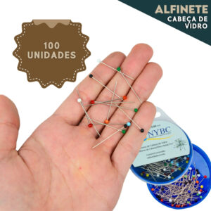 Alfinete Cabeça de Vidro - C/100 - Ideal Para Trabalhos De Costura