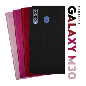 Capa Case Capinha Carteira Flip Cover Couro Sintético PRETA Para Samsung Galaxy M30 M305 tela 6.4  pol - Cell in Power25 - Oferta na Shopee