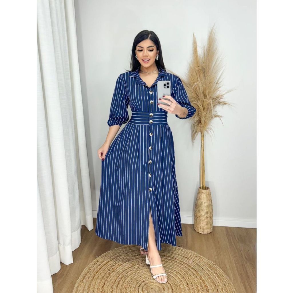 vestido mídi camisa com botões funcional azul-marinho, azul bebe, caramelo, verde, azull vestido mídi camisa com botões funcional azul-marinho, azul bebe, caramelo, verde, azull
