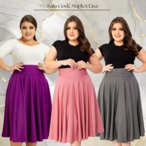 Saia Midi P ao Plus Size Várias Cores Lisas Moda Feminina Modesta - Oferta na Shopee