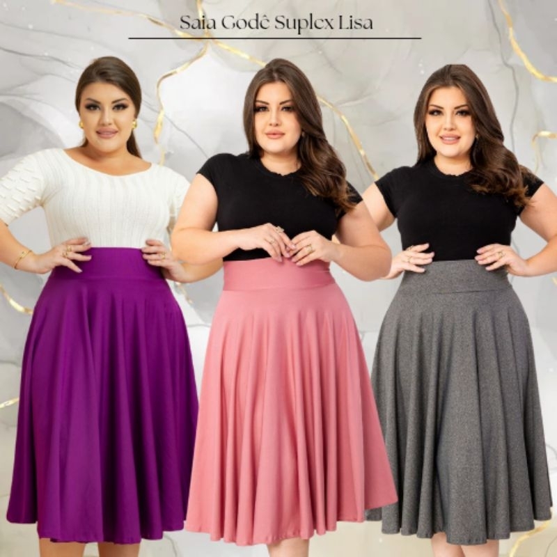Saia Midi P ao Plus Size Várias Cores Lisas Moda Feminina Modesta Saia Midi P ao Plus Size Várias Cores Lisas Moda Feminina Modesta - Oferta na Shopee