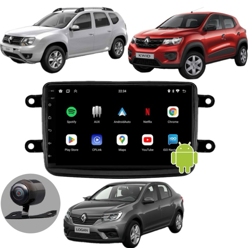 Multimídia Android Auto CarPlay Sem Fio GPS + Moldura Duster Sandero Logan Kwid Captur + Camera de ré Multimídia Android Auto CarPlay Sem Fio GPS + Moldura Duster Sandero Logan Kwid Captur + Camera de ré - Oferta na Shopee