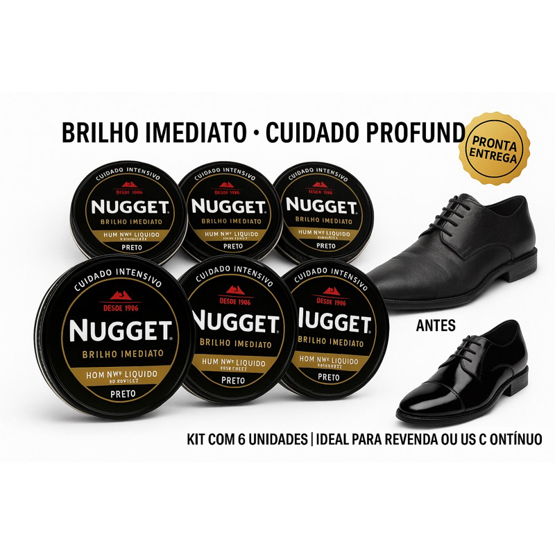 Graxa Nugget 36 gr para sapatos kit 6 e 12 unidades Graxa Nugget 36 gr para sapatos kit 6 e 12 unidades - Oferta na Shopee