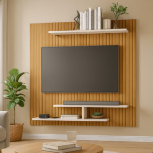 Painel de TV Para Sala Suspenso Com Prateleira Nicho MDP MDF Suporte De Parede Estante 32" Polegadas - Oferta na Shopee