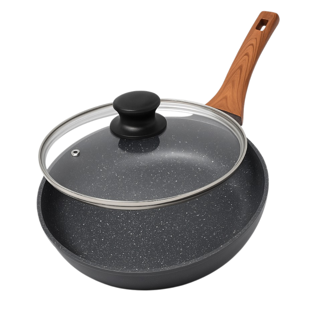 Frigideira De Ceramica Antiaderente 28 ou 26 CM Com Tampa Pomel Frita Sem Oleo Frigideira De Ceramica Antiaderente 28 ou 26 CM Com Tampa Pomel Frita Sem Oleo