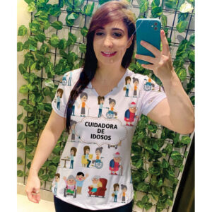 Camisetas-T-shirt-Blusas-Camisa Cuidadora de idosos Feminina-Adulta - Oferta na Shopee