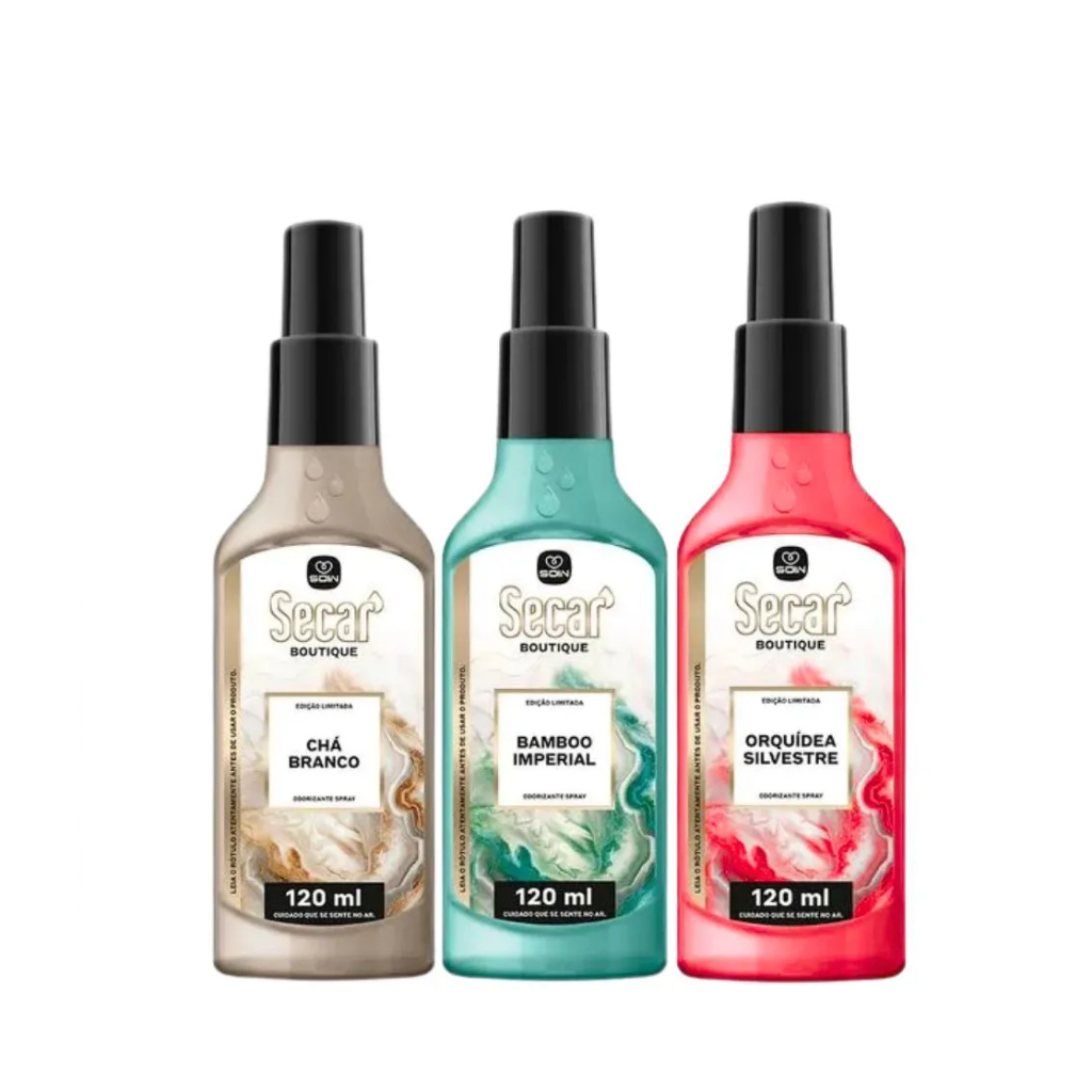 Kit 3 Home Spray Secar Boutique 120ml Aromatizante Premium Odorizador de Ambiente Luxo Kit 3 Home Spray Secar Boutique 120ml Aromatizante Premium Odorizador de Ambiente Luxo