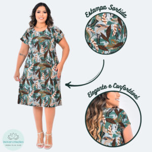 Vestido Feminino Plus Size Midi Malha Fria Soltinho Moda Premium - Oferta na Shopee