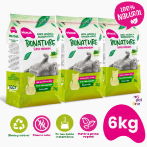 Areia Biodegradável Para Gatos Bionature Grossa Verde - 2Kg - Oferta na Shopee