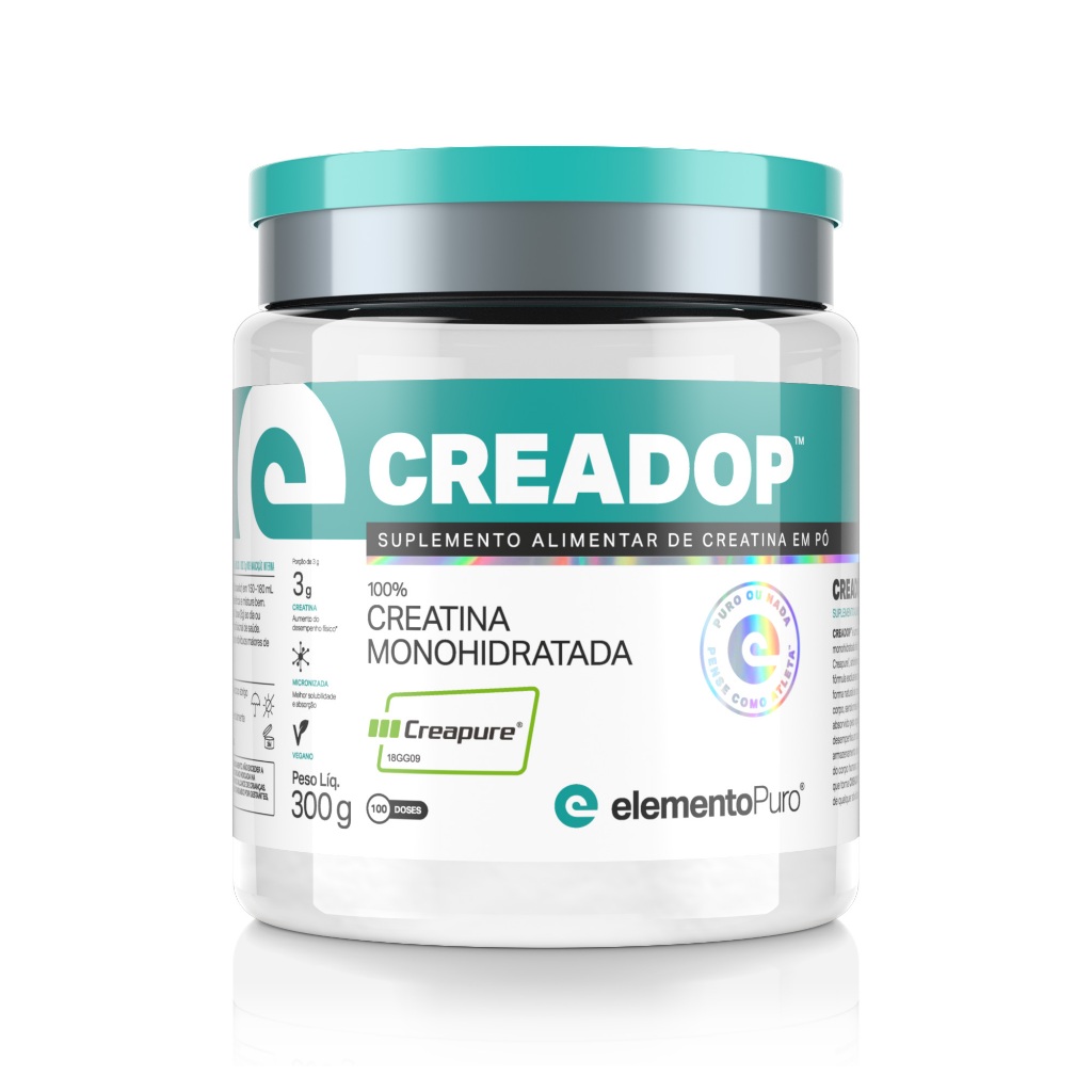Creatina Creapure® 300g CREADOP Creatina Monohidratada 100% Pura c/ Matéria-prima Alemã elementoPuro Creatina Creapure® 300g CREADOP Creatina Monohidratada 100% Pura c/ Matéria-prima Alemã elementoPuro