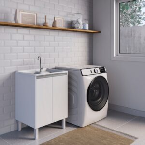 Tanque Plástico 30L Lavar Roupas Lavanderia Esfregadeira Lateral Armário Gabinete  100% MDF  Montado - Oferta na Shopee