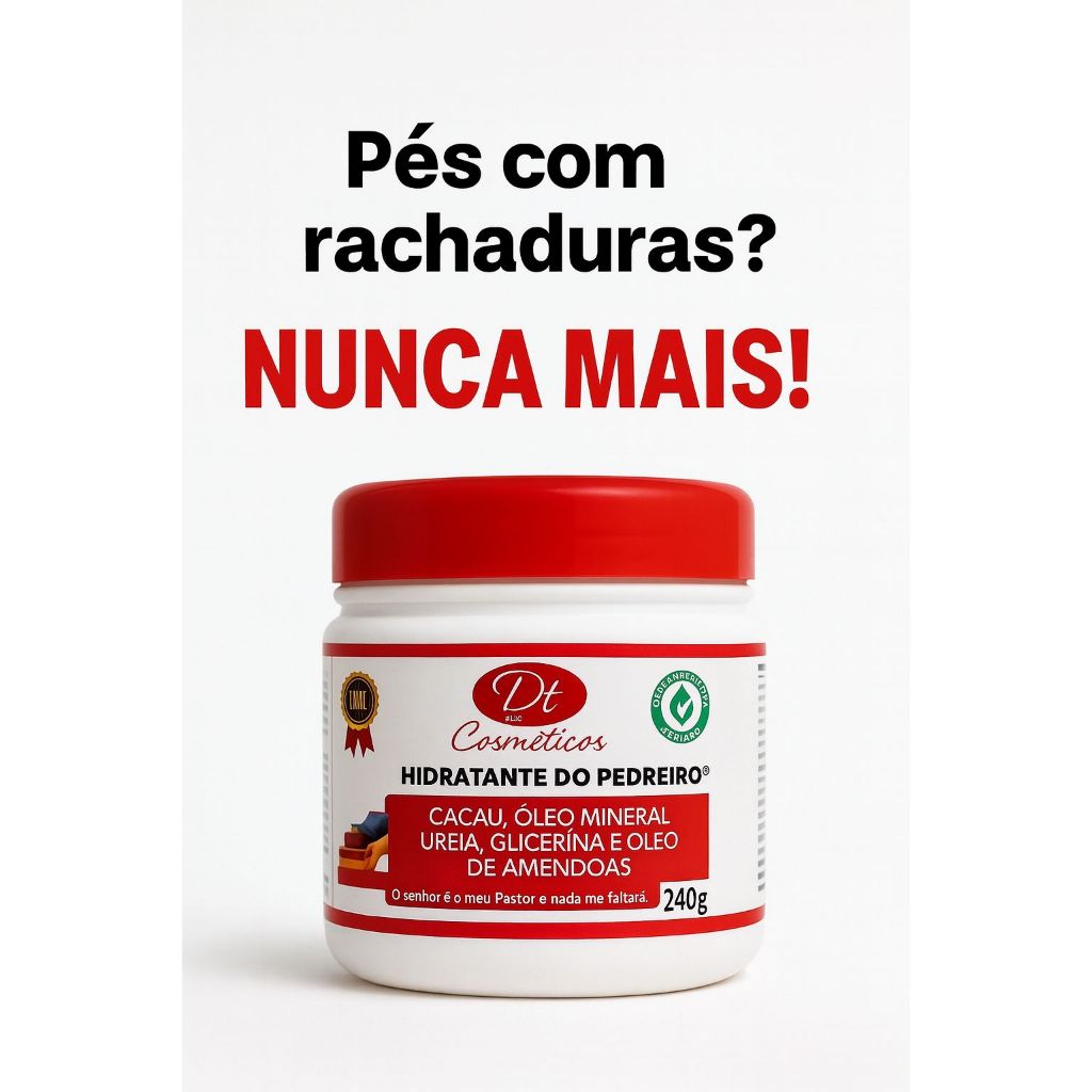 Creme Hidratante de Ureia do Pedreiro Para pés Rachados ,Pele Ressecada , Mãos e Cotovelos 240g Creme Hidratante de Ureia do Pedreiro Para pés Rachados