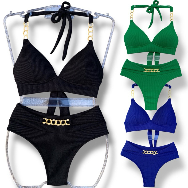 Biquíni Cintura Alta Modelo Corrente Bojo Forro Maravilhosa Moda Praia e Piscina Biquíni Cintura Alta Modelo Corrente Bojo Forro Maravilhosa Moda Praia e Piscina - Oferta na Shopee