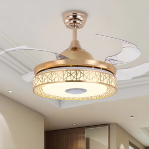 Lustre Ventilador de Teto Retrátil Dourado com Controle Remoto Ventilador De Teto LED- Bivolt - Oferta na Shopee
