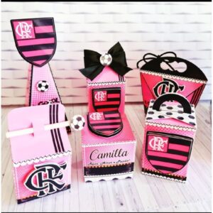 KIt Festa Flamengo Rosa - Lembrancinha Aniversário Infantil Personalizada PEGUE E MONTE - Oferta na Shopee