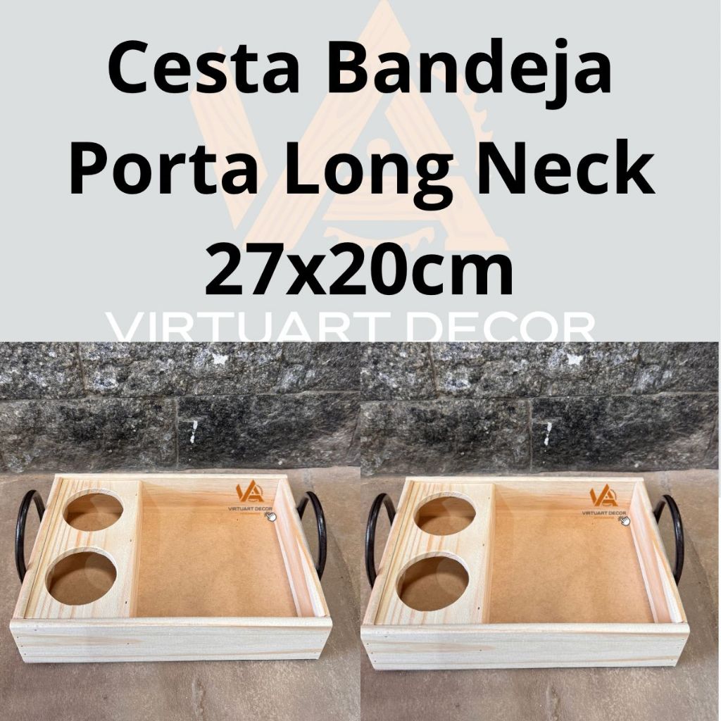 Kit Cesta Long Neck Madeira (Tamanho P) presente, petisco, bandeja Kit Cesta Long Neck Madeira (Tamanho P) presente