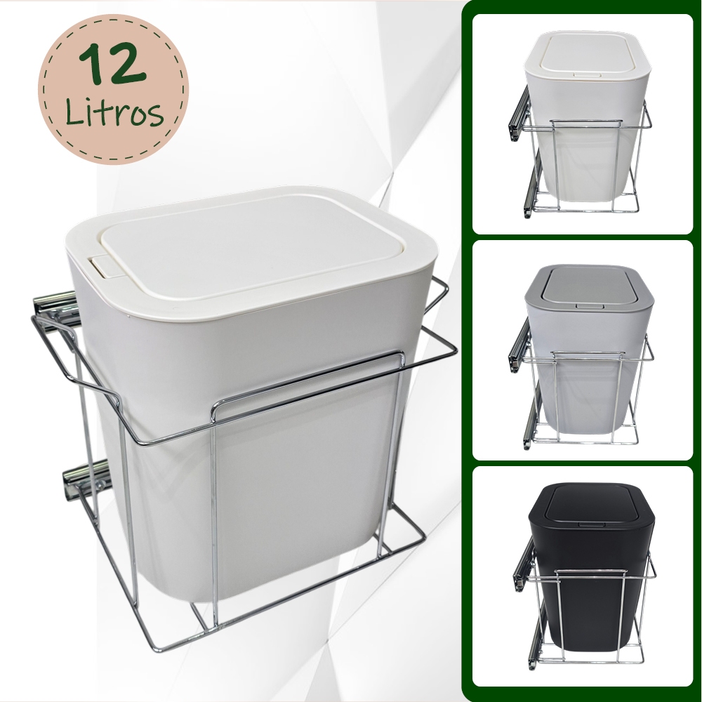 Lixeira Aramada Desliz. 12 Litros Fix Lateral Click Lixeira Aramada Desliz. 12 Litros Fix Lateral Click - Oferta na Shopee