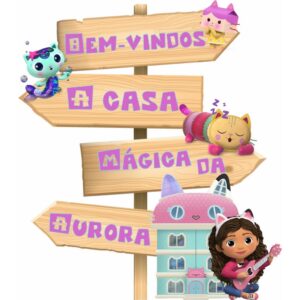 A casa magica da Gabby placa bem vindos setas display em MDF Personalizado - Oferta na Shopee