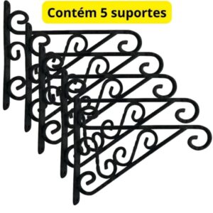 Kit 5 Suporte Pendentes Mão Francesa Grafite Para Vasos de Plantas até 10k Decorativo - Oferta na Shopee