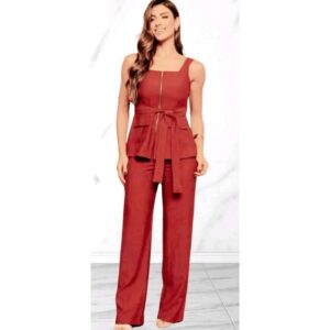 L158 Body Conjunto Feminino Marrant Colete com Ziper cinto  e Calça - Oferta na Shopee