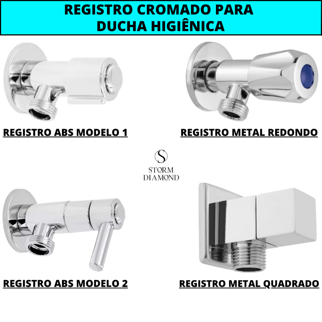 Registro De Metal Ou Abs Cromado Com Acionamento 1/4 De Volta Para Ducha Higiênica Banheiro Pet Shop Registro De Metal Ou Abs Cromado Com Acionamento 1/4 De Volta Para Ducha Higiênica Banheiro Pet Shop