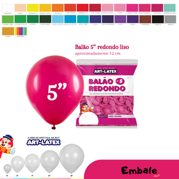 Balão Redondo 5" Diversas Cores 10 Unidades – Art Latex para Festas, eventos e Decoração Colorido Balão Redondo 5" Diversas Cores 10 Unidades – Art Latex para Festas