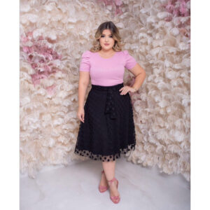 Saia Midi em Tule Forrada Com Laço Moda Cristã Comportada - Oferta na Shopee