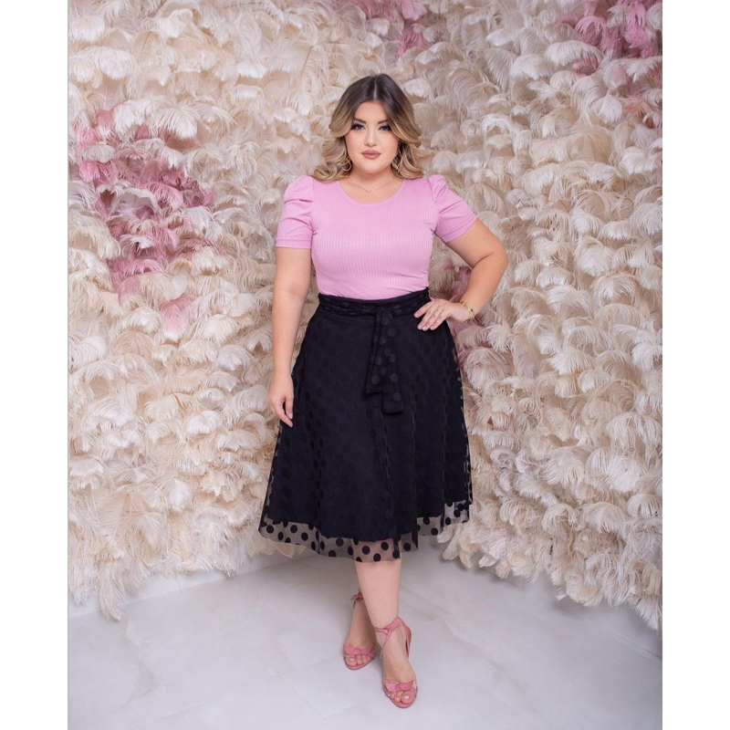 Saia Midi em Tule Forrada Com Laço Moda Cristã Comportada Saia Midi em Tule Forrada Com Laço Moda Cristã Comportada - Oferta na Shopee