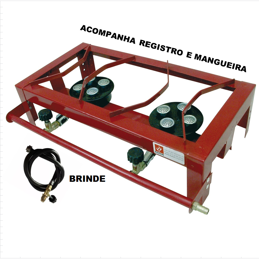 Fogão Fogareiro 2 duas bocas Industrial Alta Pressão Estrada + Kit Mangueira Fogão Fogareiro 2 duas bocas Industrial Alta Pressão Estrada + Kit Mangueira