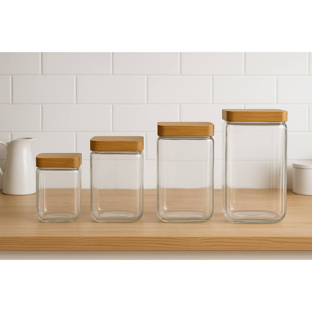 Potes De Vidro Hermético Com Tampa Bambu Moderno e Elegante Multiuso Potes De Vidro Hermético Com Tampa Bambu Moderno e Elegante Multiuso - Oferta na Shopee