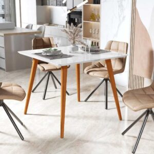 Mesa de Jantar 90x90 cm  Tampo MDF e Pés Palito Madeira - Oferta na Shopee