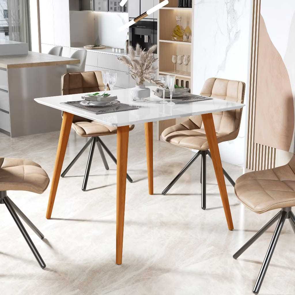 Mesa de Jantar 90×90 cm Tampo MDF e Pés Palito Madeira Mesa de Jantar 90×90 cm Tampo MDF e Pés Palito Madeira