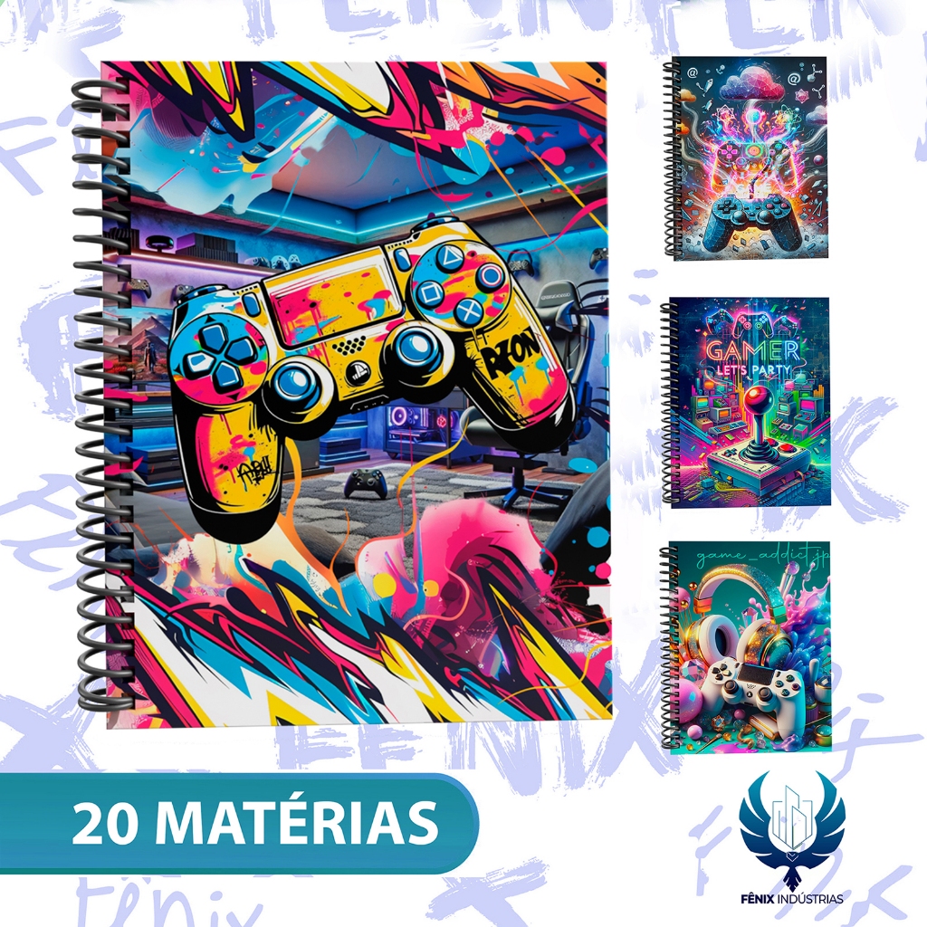 Caderno Universitário Capa Dura Decorado – Linha Gamer ️ Caderno Universitário Capa Dura Decorado – Linha Gamer ️ - Oferta na Shopee