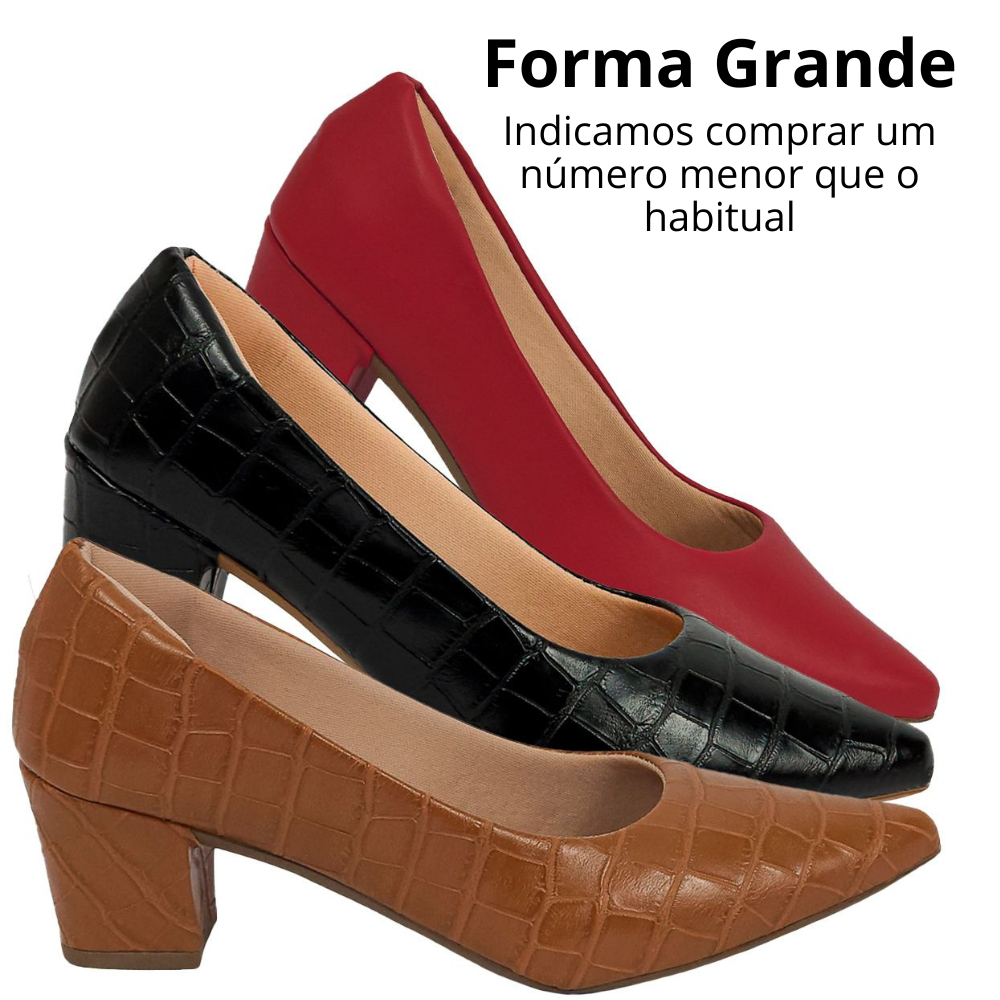 kit com 3 sapatos femininos formal marrom /preto/vermelho salto médio grosso. kit com 3 sapatos femininos formal marrom /preto/vermelho salto médio grosso.