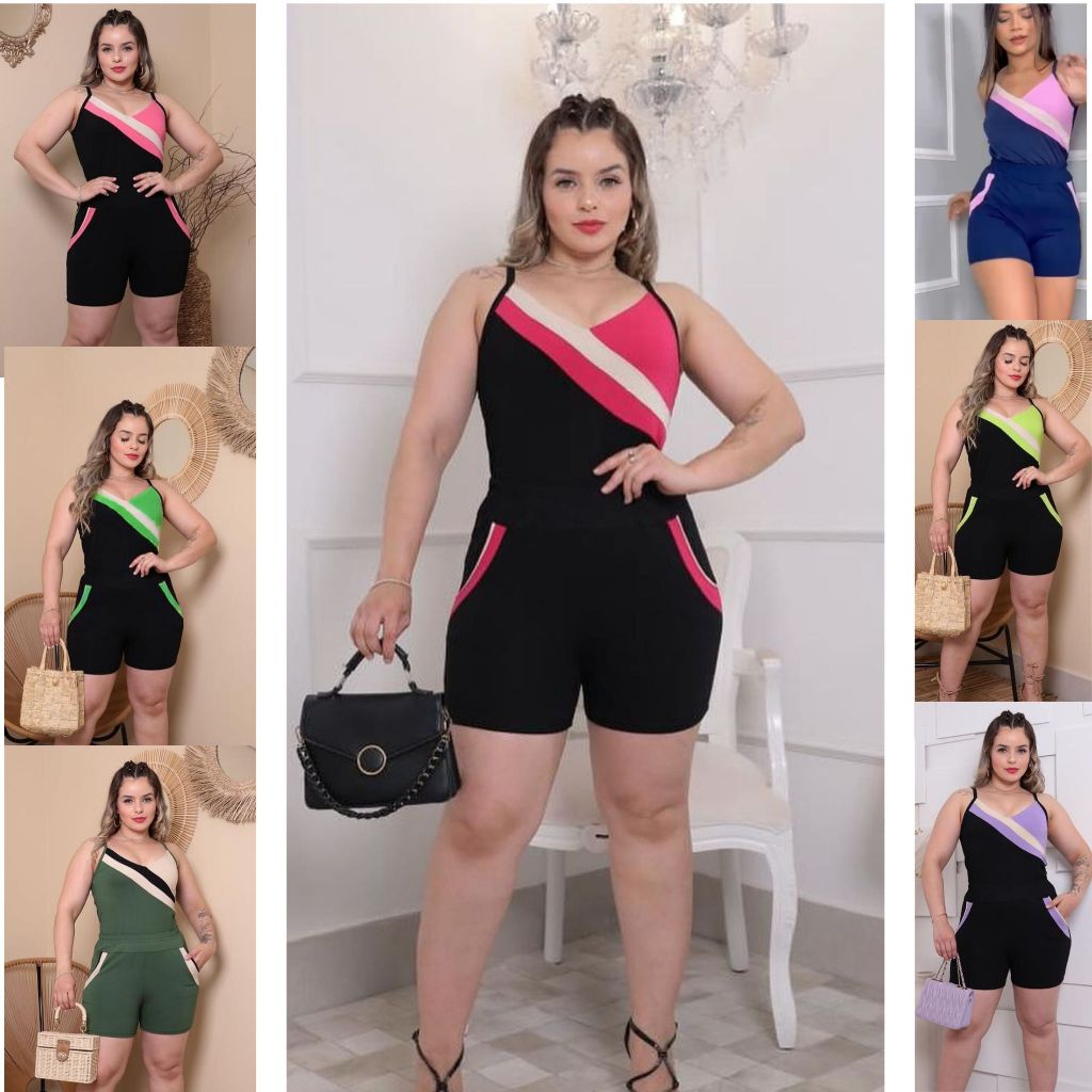 Conjunto Feminino Short Verão com Bolso de Moletinho (M-G-GG) Conjunto Feminino Short Verão com Bolso de Moletinho (M-G-GG)