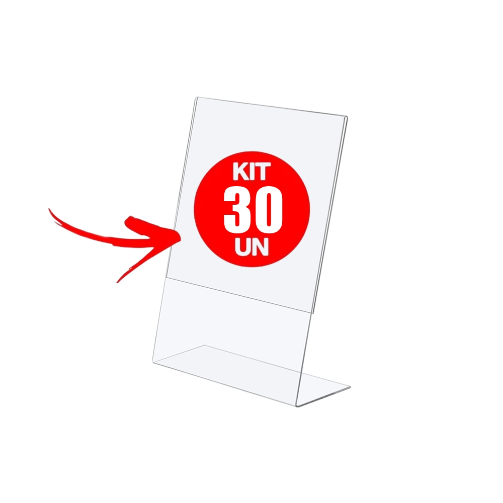 Kit com 30 Display Expositor Acrilico PS Cristal L Tamanho A6 10x15cm Vertical Kit com 30 Display Expositor Acrilico PS Cristal L Tamanho A6 10x15cm Vertical - Oferta na Shopee