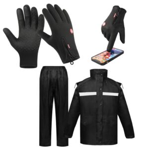 Conjunto Capa De Chuva Com Capuz Motoqueiro Motoboy Ciclista + Luva TouchScreen Impermeável De Frio - Oferta na Shopee