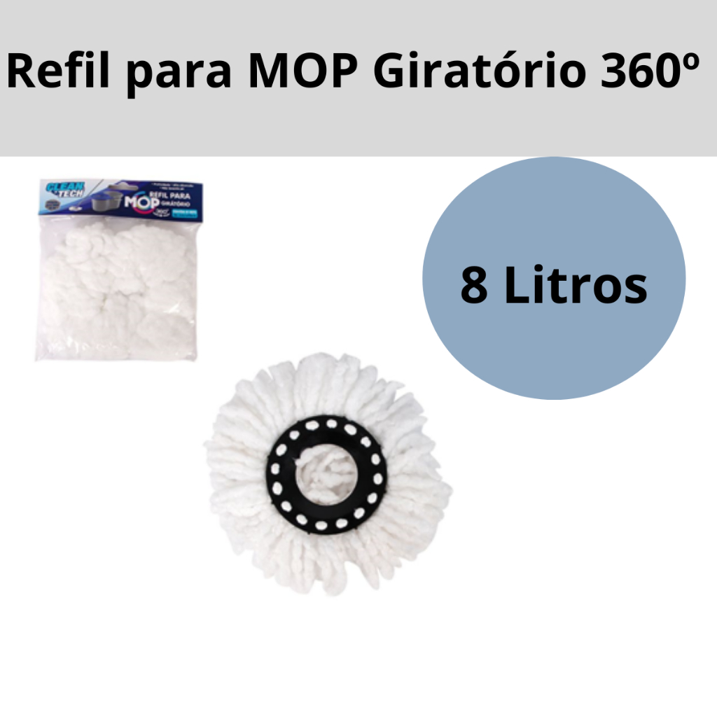 Refil Mop Redondo Gira Centrifuga Econômico Plástico Esfregão Microfibra 8 Litros Kit 2 Refis Refil Mop Redondo Gira Centrifuga Econômico Plástico Esfregão Microfibra 8 Litros Kit 2 Refis - Oferta na Shopee