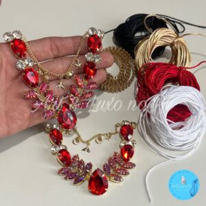 Cabedal Sereia Brilhante Vermelho Similar com Pino Para Chinelos - Oferta na Shopee