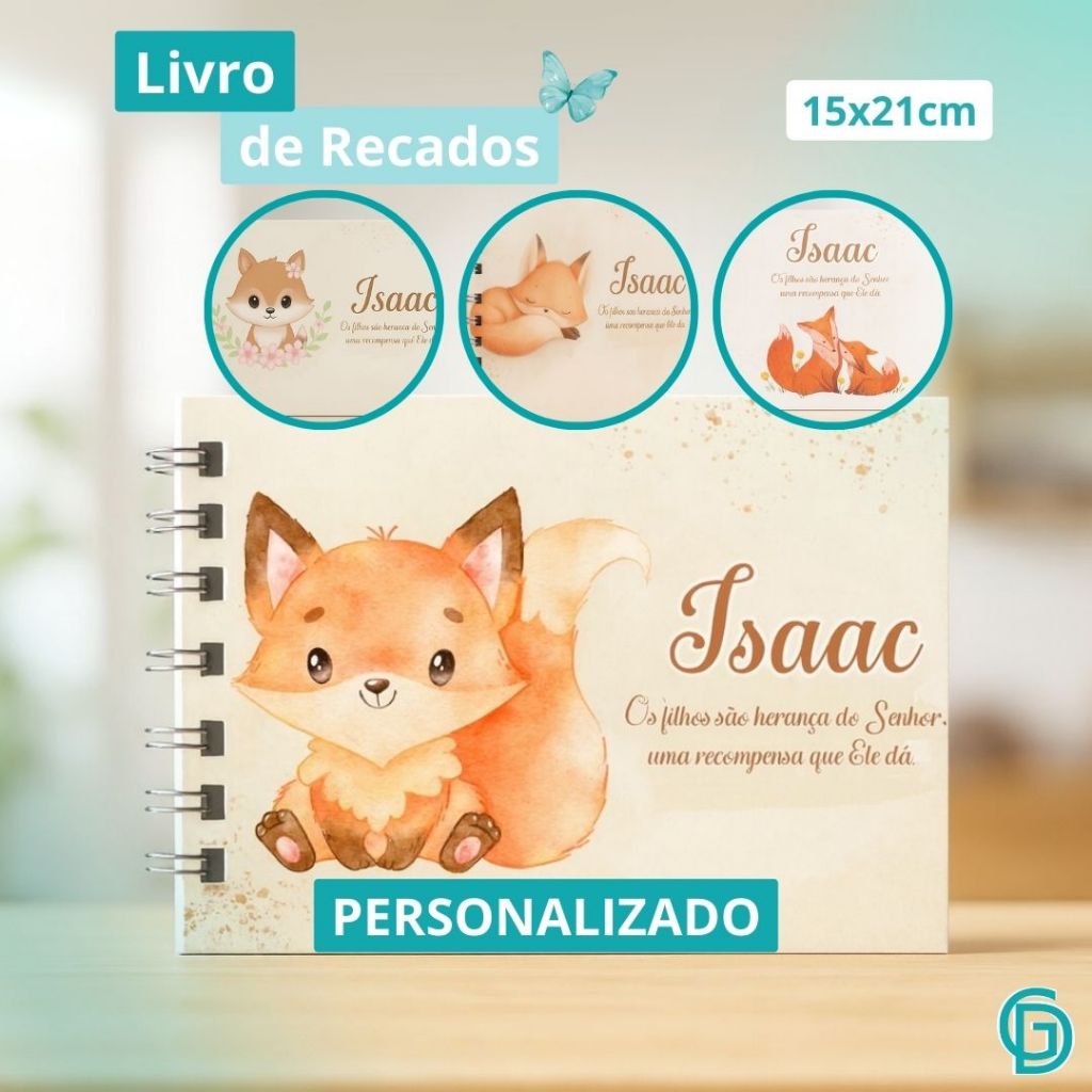 Livro De Recados Personalizado Chá De Bebê Maternidade Aniversário Caderno Assinatura Raposa Livro De Recados Personalizado Chá De Bebê Maternidade Aniversário Caderno Assinatura Raposa - Oferta na Shopee