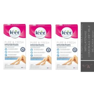 03 Caixas Folhas para Depilação Corporal Veet Easy-Gelwax Peles Delicadas 12 Unidades (cada) - Oferta na Shopee