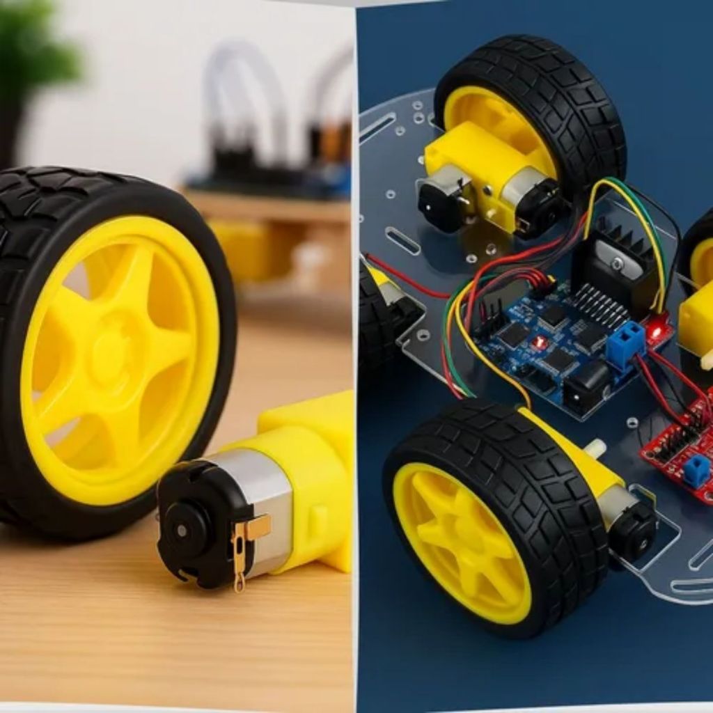 Kit 4 Rodas com Motores DC 3-6V p/ Robótica, Arduino, Carrinho Inteligente, DIY e Automação Kit 4 Rodas com Motores DC 3-6V p/ Robótica, Arduino, Carrinho Inteligente, DIY e Automação