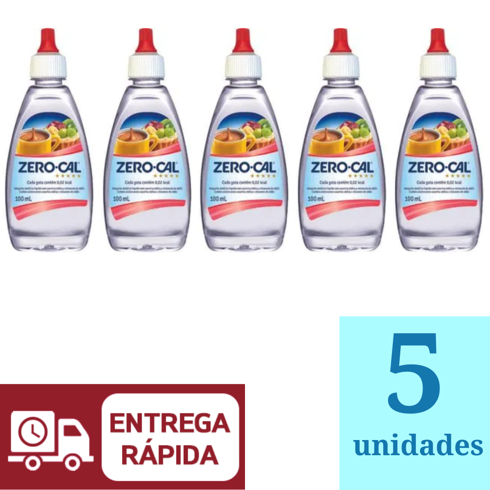 Kit 5 Adoçante Líquido Zero-Cal Sacarina 100ml Kit 5 Adoçante Líquido Zero-Cal Sacarina 100ml - Oferta na Shopee