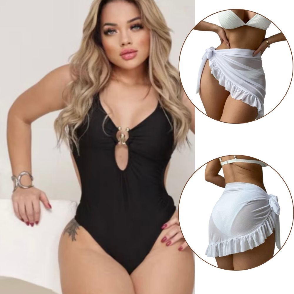 Kit 2 Peças Maiô Com Bojo E Saída De Praia Pareo Babado Conjunto Perfeito Verão Feminino Maiô Biquini Cintura Alta Kit 2 Peças Maiô Com Bojo E Saída De Praia Pareo Babado Conjunto Perfeito Verão Feminino Maiô Biquini Cintura Alta