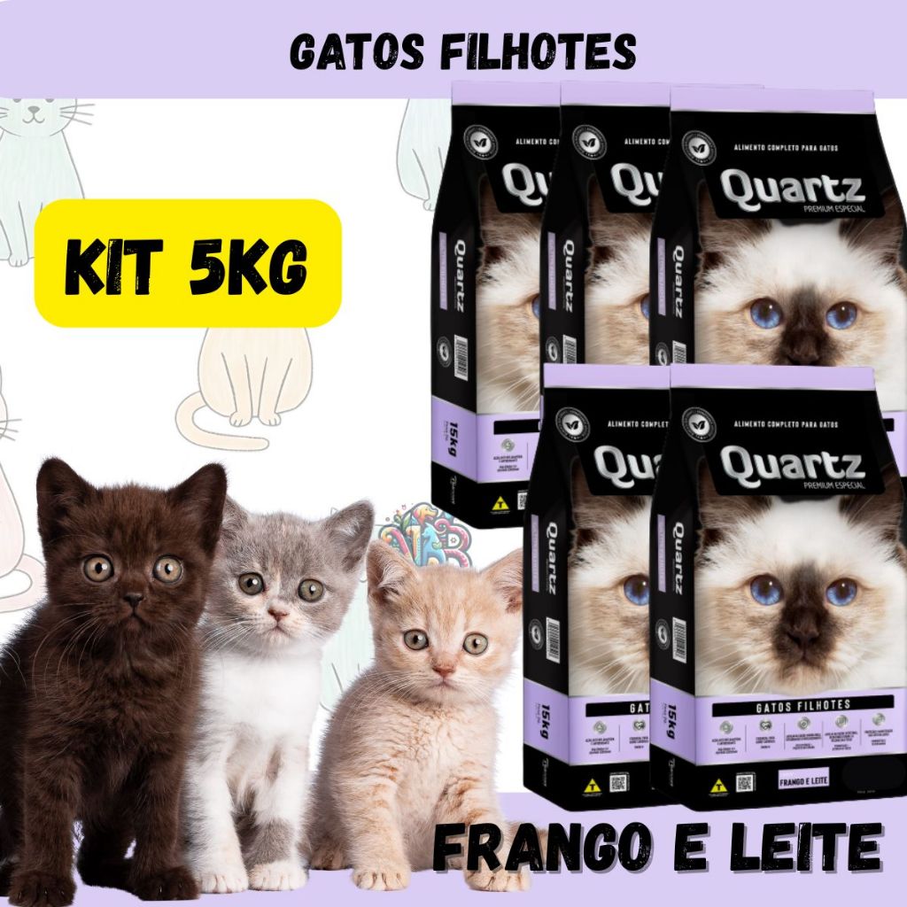 Quartz Ração Premium Especial Gatos Filhotes Frango e Leite 5kg Quartz Ração Premium Especial Gatos Filhotes Frango e Leite 5kg - Oferta na Shopee