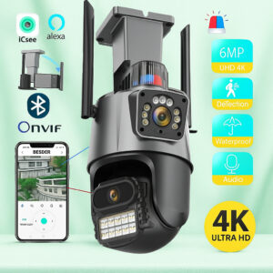 Câmera Segurança Wifi 4K Lente Dupla (Monitora 2 pontos ao mesmo tempo) - Sensor Movimento e Alarme - Oferta na Shopee