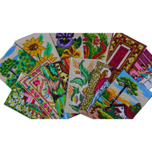 Kit para Bordar Quadro Tapeçaria (Tela Pintada à Mão + Lãs + Agulha + Manual de Pontos) 30cm x 50cm - Oferta na Shopee