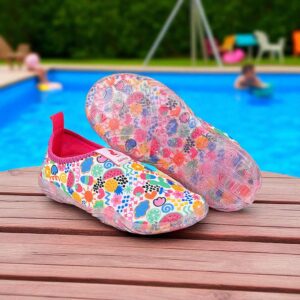 Sapatilha Aquática Infantil Menina Calce Fácil Branco/Colorido BB&Kids - Oferta na Shopee